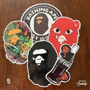 BAPE A Bathing Ape Head Sticker Bundle Set of 5- Multicolor, Black, Red NEW